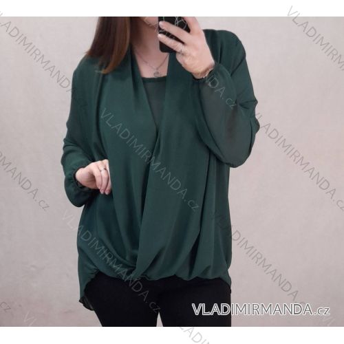 Tunika / blúzka dlhý rukáv dámska nadrozměr (3XL / 4XL ONE SIZE) TALIANSKÁ MÓDA IMWQ21214