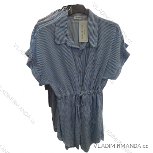 Šaty košeľové krátky rukáv dámske prúžok (S/M ONE SIZE) TALIANSKA MóDA IM722011