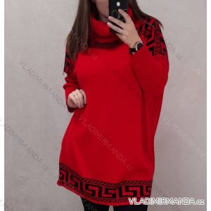 Šaty pletené s rolákom dlhý rukáv dámske nadrozmer (4XL/5XL ONE SIZE) TALIANSKA MóDA IM4212627