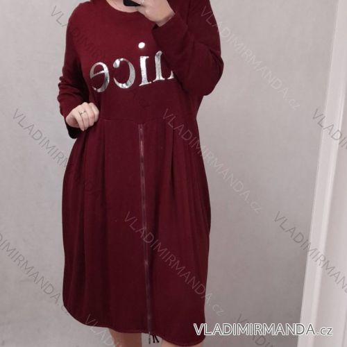 Šaty dlhý rukáv dámske nadrozměr (3XL / 4XL ONE SIZE) TALIANSKÁ MÓDA IMWQ21176
