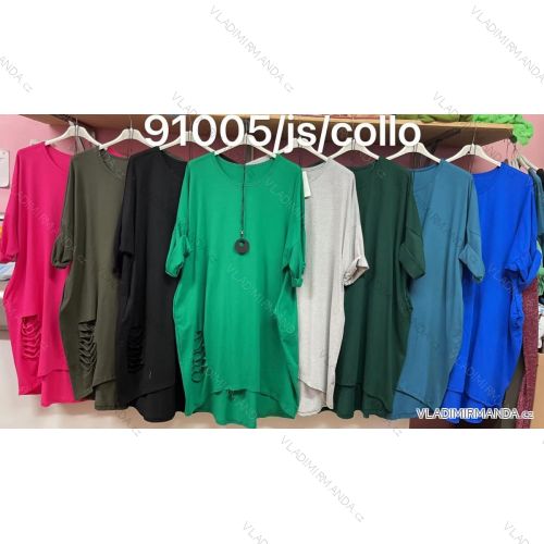 Šaty s príveskom krátky rukáv dámske nadrozmerné (3XL/4XL ONE SIZE) TALIANSKA MÓDA IMWQ2291005