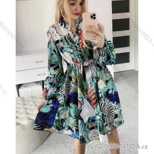 Šaty košeľové dlhý rukáv dámske (S/M ONE SIZE) TALIANSKA MÓDA IMWK22074