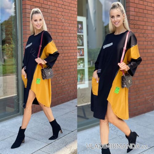 Šaty mikinové dlhý rukáv dámske nadrozmer (4XL/5XL ONE SIZE) TALIANSKA MÓDA IMWK22078