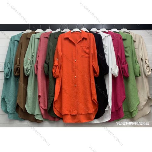 Košeľa predĺžená/Šaty košeľové dlhý rukáv dámske (M/L ONE SIZE) TALIANSKA MÓDA IMWA22685