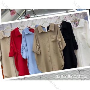 Košeľa predĺžená/Šaty košeľové dlhý rukáv dámske (L/XL ONE SIZE) TALIANSKA MÓDA IMWC22889