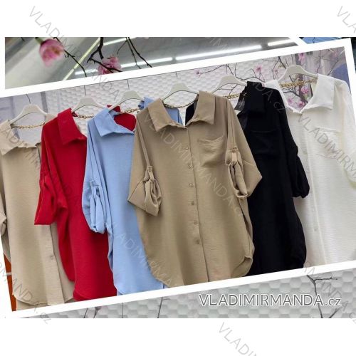Košeľa predĺžená/Šaty košeľové dlhý rukáv dámske (L/XL ONE SIZE) TALIANSKA MÓDA IMWC22889