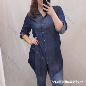 Košeľa riflová dlhý rukáv dámska nadrozmer (XL/2XL ONE SIZE) TALIANSKA MóDA IM722013