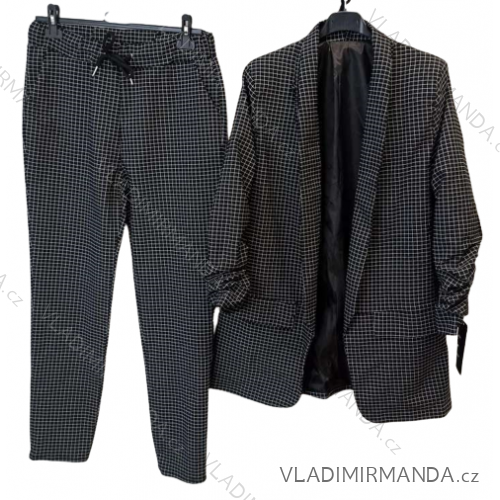 Súprava elegantné sako 3/4 rukáv a nohavice dámska (2XL-6XL) TALIANSKA MÓDA IMWA22687 čierna 5XL
