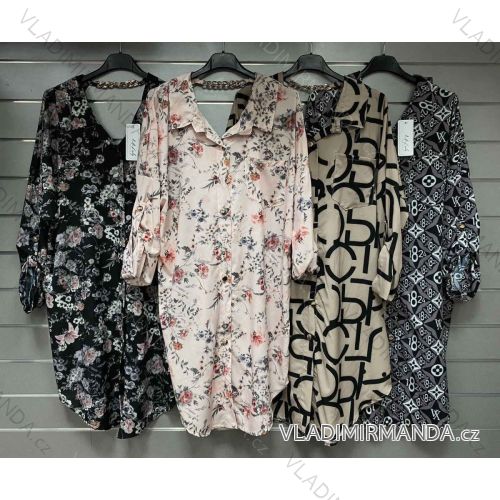 Košeľa oversize dlhý rukáv dámske (L/XL ONE SIZE) TALIANSKA MÓDA IMWG221042