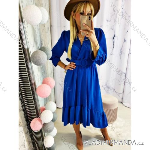 Šaty satenové dlhý rukáv dámske (S/M ONE SIZE) TALIANSKA MÓDA IMWM221080