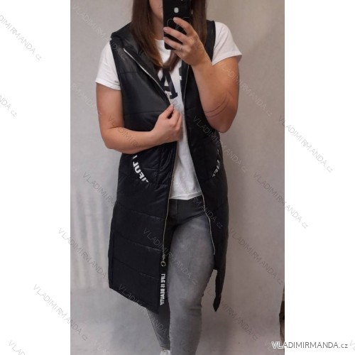 Vesta dlhá šušťáková dámska (M / L ONE SIZE) TALIANSKÁ MÓDA IMC211023 čierna M / L