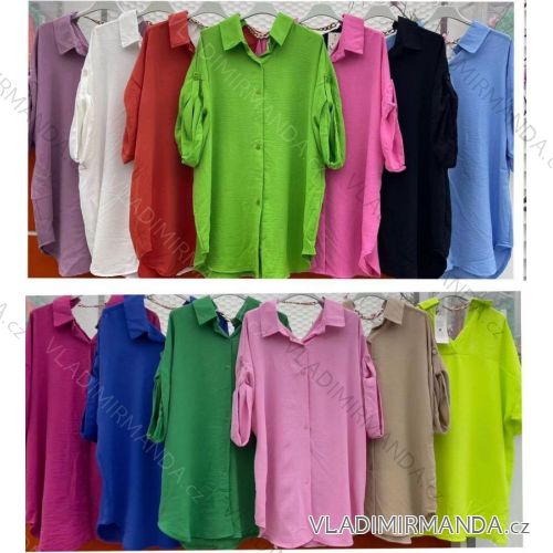 Košeľa predĺžená oversize dlhý rukáv dámska (L/XL ONE SIZE) TALIANSKA MÓDA IMWD221093