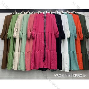 Šaty košeľové s opaskom dlhý rukáv dámske (S/M ONE SIZE) TALIANSKA MÓDA IMWA221119
