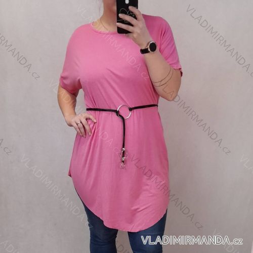 Tunika oversize s príveskom krátky rukáv dámska (3XL/4XL ONE SIZE) TALIANSKA MÓDA IMJ220121