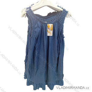 Šaty na ramínka riflové dámské (S/M ONE SIZE) ITALSKÁ MÓDA IM722030