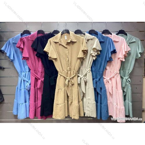 Šaty košeľové krátky rukáv dámske (S/M ONE SIZE) TALIANSKA MÓDA IMWG221200