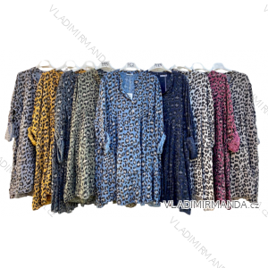 Šaty košeľové dlhý rukáv leopard dámske (2XL/3XLONE SIZE) TALIANSKÁ MÓDA IMD22150