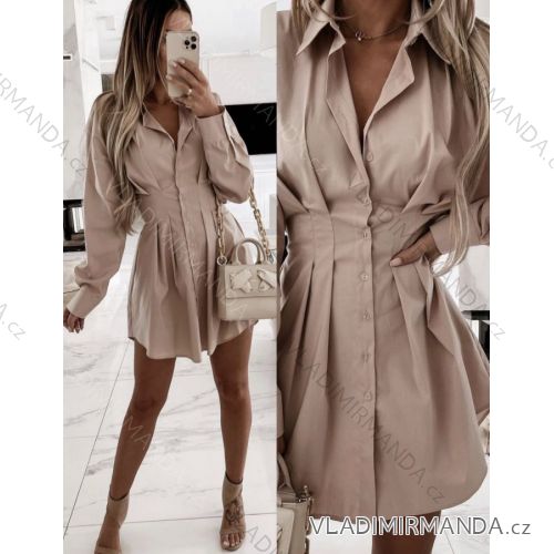 Šaty/Košele oversize zúžená dlhý rukáv dámske (S/M ONE SIZE) TALIANSKA MÓDA IMWG221301
