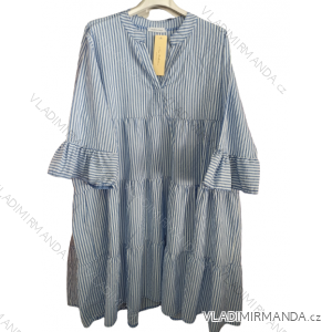 Šaty košeľové bavlnené dlhý rukáv dámske prúžok (S/M/LXL ONE SIZE) TALIANSKA MóDA IM722055
