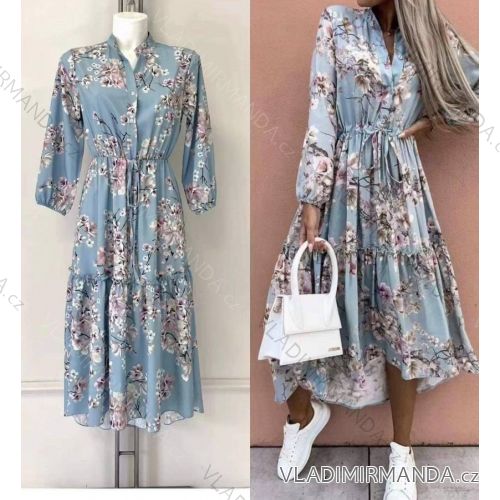 Šaty elegantný dlhý rukáv dámske (S/M ONE SIZE) TALIANSKA MÓDA IMWM221456