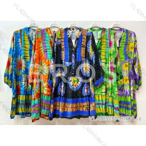 Šaty košeľové viskoza dlhý rukáv dámske (S/M ONE SIZE) TALIANSKA MÓDA IMWG221352