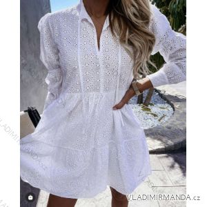 Šaty letné krajkové bavlnené dlhý rukáv dámske (S/M/L ONE SIZE) TALIANSKA MÓDA IMWG221365