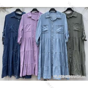 Šaty košeľové dlhý rukáv viskoza dámske (S/M/L ONE SIZE) TALIANSKA MÓDA IMWM221372