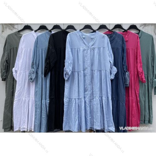 Šaty košeľové dlhý rukáv viskoza dámske (S/M/L ONE SIZE) TALIANSKA MÓDA IMWM221373