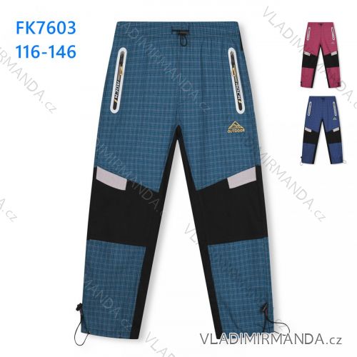 Nohavice plátené bavlnené detské dorast chlapčenské a dievčenské (116-146) KUGO FK7603