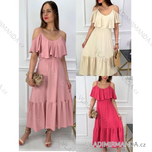 Šaty dlhé letné na ramienka dámske (S / M ONE SIZE) TALIANSKÁ MÓDA IMWY221418