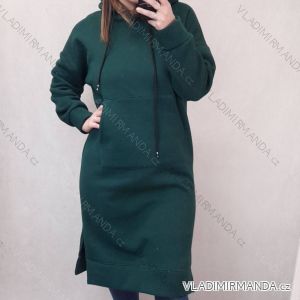 Šaty mikinové s kapucňou dlhý rukáv dámske nadrozmer (XL/2XL ONE SIZE) TALIANSKA MÓDA IMC211057