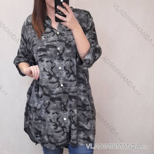 Prodloužená tunika dámska nadrozměr maskáč (XL / 2XL ONE SIZE) TALIANSKÁ MÓDA IMWQ22MASKA