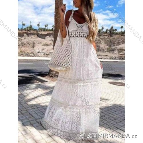 Šaty dlhé krajkové na ramienka dámske (S/M/L ONE SIZE) TALIANSKA MÓDA IMWB221494