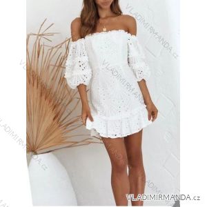 Šaty bavlnené krajkové carmen dámske (S/M ONE SIZE) TALIANSKA MÓDA IMWB221495