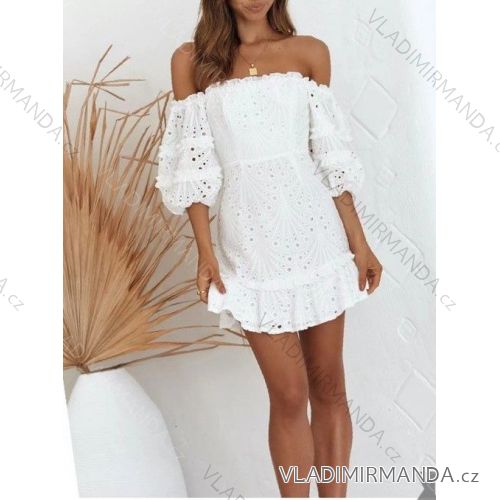 Šaty bavlnené krajkové carmen dámske (S/M ONE SIZE) TALIANSKA MÓDA IMWB221495