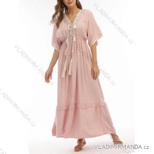 Šaty dlhé krajkové krátky rukáv dámske (S/M/L ONE SIZE) TALIANSKA MÓDA IMWB221496