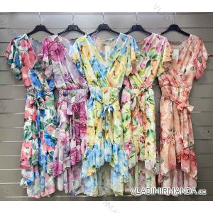 Šaty letné šifónové kvetované krátky rukáv dámske (S/M ONE SIZE) TALIANSKA MÓDA IMWG221541