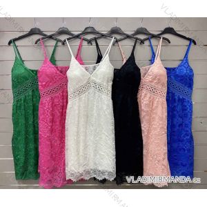 Šaty letné krajkové bavlnené na ramienka dámske (S/M ONE SIZE) TALIANSKA MÓDA IMWG221546