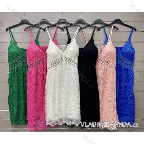 Šaty letné krajkové bavlnené na ramienka dámske (S/M ONE SIZE) TALIANSKA MÓDA IMWG221546