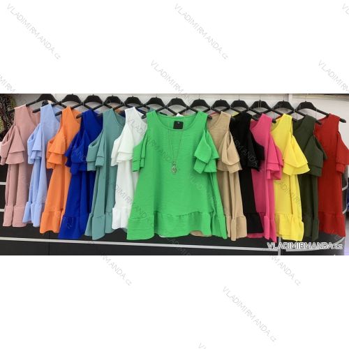 Tunika oversize elegantná s odhalenými ramenami krátky rukáv dámska nadrozmer (L/XL/2XL ONE SIZE) TALIANSKA MÓDA IMWD221550