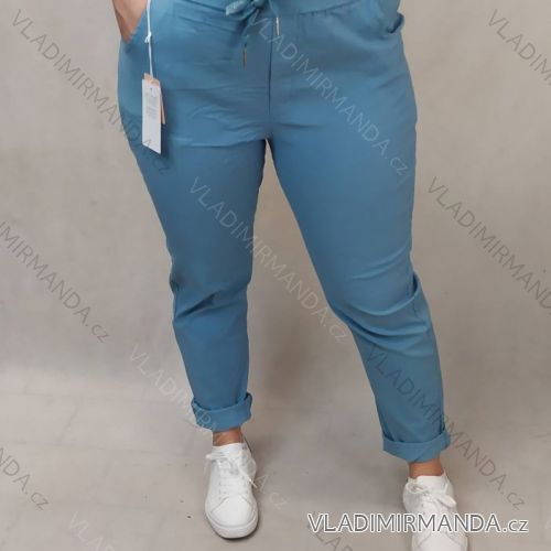 Nohavice strečové dámske nadrozmer (XL/2XL/3XL ONE SIZE) TALIANSKA MÓDA IMJ220015/DR 2XL/3XL modrá svetlá