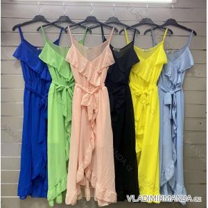 Šaty letné dlhé šifónové na ramienkach dámske (S/M ONE SIZE) TALIANSKA MÓDA IMWG221629