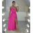 Šaty saténové elegantní na ramienka dlhé dámske (S/M ONE SIZE) TALIANSKA MÓDA IMD22263/DR