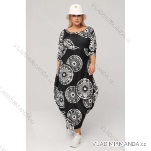 Šaty dlhý rukáv dámske nadrozmer (XL/2XL/3XL ONE SIZE) POLSKÁ MÓDA PMLT22011