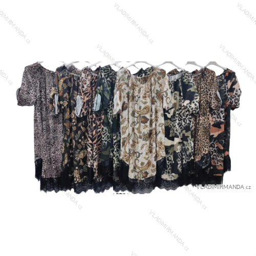 Šaty krátky rukáv dámske nadrozmer (3XL/4XL ONE SIZE) TALIANSKA MÓDA IMWQ22037