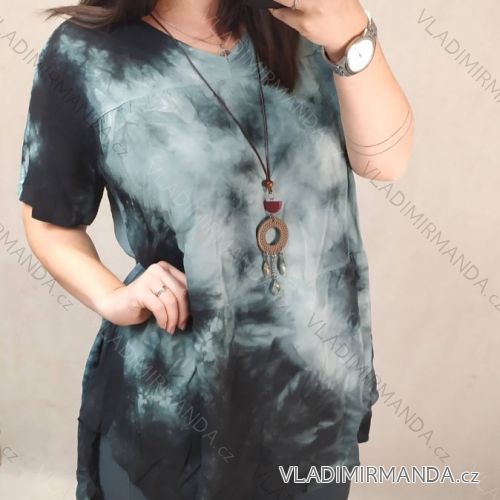 Tunika oversize krátky rukáv s príveskom dámska nadrozmer (3XL/4XL ONE SIZE) TALIANSKA MóDA IM422FABIA/DR