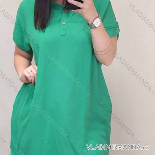 Šaty s kapucňou dlhý rukáv dámska nadrozmer (2XL/3XL  ONE SIZE) TALIANSKA MóDA IM422492LH/DR 2XL/3XL zelená
