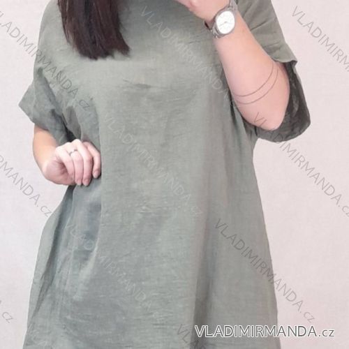 Tunika oversize predĺžená bavlnená krátky rukáv dámska (XL/2XL/3XL ONE SIZE) TALIANSKA MÓDA IM722056