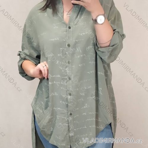 Košeľa oversize s opaskom krátky rukáv dámske nadrozmer (4XL/5XL ONE SIZE) TALIANSKA MÓDA IM422SIGNA