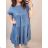 Šaty riflové voľnočasové krátky rukáv dámske nadrozmer (M/L/XL ONE SIZE) TALIANSKA MÓDA IM722148/DR tmavě modrá